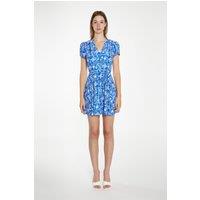 Shnoo Women's V-Neck Skater Mini Dress in Blue | Size: 12