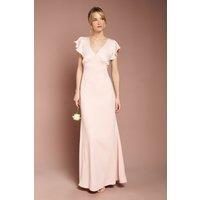 Coast Women's Honoured V Neck Angel Short Sleeve Satin Maxi Bridesmaid Dress in Blush | Size: 8