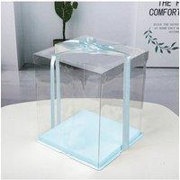 Living and Home 30x40cm PVC Rectangular Cake Box Gift Box with Clear Lid & Ribbon in Blue | Size: 30x40 cm