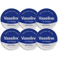 Vaseline Lip Therapy Petroleum Jelly, Original 20gm Hydrating Lip Balm, 6 Pack in White