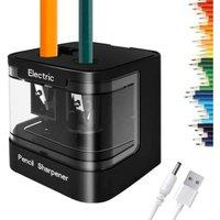NESTLUNE Electric Pencil Sharpener Powered by USB or Battery in Black | Size: 100 cm x 15 cm