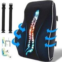 FLAVORA Universal Memory Foam Car Seat Lumbar Support Cushion in Black | Size: 100 cm x 190 cm