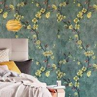 EONLION 10M Self Adhesive Drawer Floral Wallpaper in Green | Size: 100 cm
