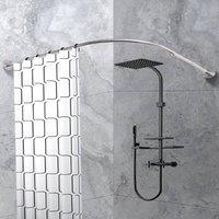 EONLION Shower Rail Rods Curtain Rod L Shape in Silver