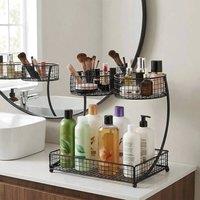 EONLION Black 2 Tier Makeup Organizer Kitchen Shelf | Size: 500mm