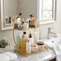 EONLION Gold 2 Tier Makeup Organizer Kitchen Shelf | Size: 500mm
