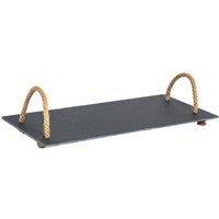 NESTLUNE Slate Serving Tray with Rope Handles - 40 x 20cm in Grey | Size: 100 cm x 60 cm
