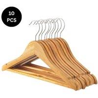 NESTLUNE Clothes Hardwood Trouser Bar Hook 10pc in Brown | Size: 100 cm x 15 cm
