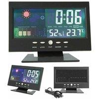 NESTLUNE Multifunctional Weather Station Digital Alarm Clock in Black | Size: 100 cm x 15 cm