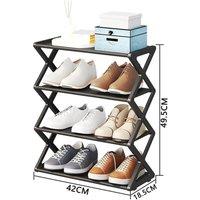 FLAVORA Black 4 Tier Shoe Rack Stand Storage | Size: 500mm
