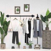 FLAVORA 92cm (Two Base) Industrial Pipe Clothing Rack in Black | Size: 0.6m2