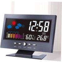 FLAVORA Weather Station Forecast Clock Digital Alarm Clock in Black | Size: 0.6m2