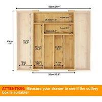 FLAVORA Bamboo - 32/42/52x43cm Expandable Cutlery Drawer Tray in Natural | Size: 0.6m2