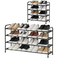 Kelvenix 4-tier Metal Shoe Rack Small Storage in Black | Size: 0.6m2