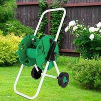 KORVIXA Garden Hose Reel Trolley 50M Portable Water Hose Cart w/Wheel in Green