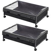 Levede Under Bed Storage Box with Lid, 48L Wheeled Storage, Metal Frame, Black