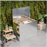 Living and Home Large Galvanized Feed Storage Bin with One Compartment in Silver