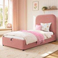 STILVORA 3ft Single Upholstered Bed with Storage & Velvet in Pink