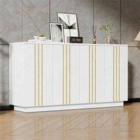 STILVORA 4 Door Sideboard with Gold Trim in White
