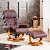 Artemis Home Barriston Swivel Recliner & Footstool in Burgundy