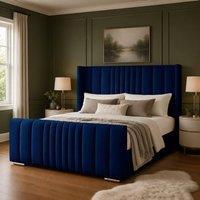 Desire Deco Luxury Austin Wingback Panel Bed Frame in Blue | Size: Small Double