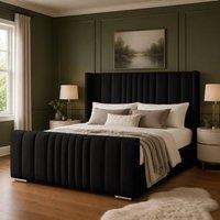 Desire Deco Luxury Austin Wingback Panel Bed Frame in Black | Size: Super King