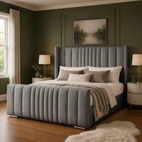 Desire Deco Luxury Austin Wingback Panel Bed Frame in Grey | Size: Super King