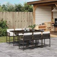 Berkfield Home Garden Dining Set | Brown | Poly Rattan | 6-seater | Foldable