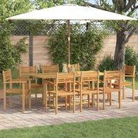 Berkfield Home Garden Dining Set 9 pcs Brown Solid Teak Wood