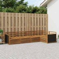Berkfield Home Outdoor Sofa Set 5 pcs Natural 323 x 164.5 x 73 cm in Brown