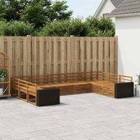 Berkfield Home Outdoor Sofa Set 9 pcs Natural Solid Acacia Wood in Brown