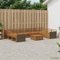 Berkfield Home Outdoor Sofa Set 10 pcs Natural Solid Acacia Wood in Brown