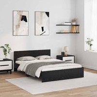 Berkfield Home Bed Frame with Headboard Black Oak 120 x 200 cm Engineered Wood