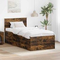 Berkfield Home Daybed Manual Smoked Oak & Black 75 x 190 cm Engineered Wood in Brown