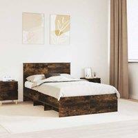 Berkfield Home Bed Frame Smoked Oak 120 x 123 cm Engineered Wood in Brown