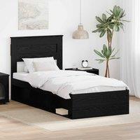 Berkfield Home Bed Frame with Headboard Black 100 x 200 cm Solid Pine Wood