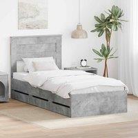 Berkfield Home Bed Frame with Drawer Concrete Grey 90 x 190 cm Engineer Wood