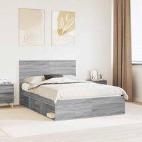 Berkfield Home Bed Frame Grey Sonoma 135 x 190 cm Solid Pine Wood