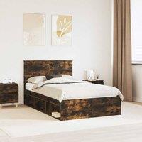 Berkfield Home Bed Frame Smoked Oak 120 x 200 cm Solid Pine Wood in Brown