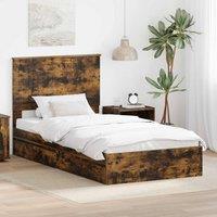 Berkfield Home Storage Bed with Drawer Smoked Oak 100 x 200 cm Engineered Wood in Brown