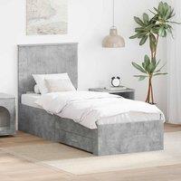 Berkfield Home Bed Frame Concrete Grey & Silver 70 x 190 cm Engineered Wood