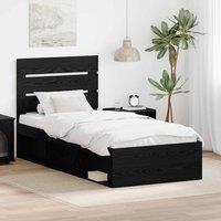 Berkfield Home Bed Frame with Headboard Black 100 x 200 cm Solid Pine Wood