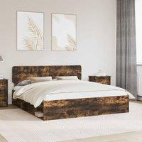 Berkfield Home Bed Frame Smoked Oak 180 x 200 cm Solid Pine Wood in Brown