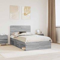 Berkfield Home Bed Frame Grey Sonoma 135 x 190 cm Solid Pine Wood