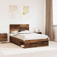 Berkfield Home Bed Frame with Headboard Old Wood 120 x 200 cm Solid Pine Wood in Brown