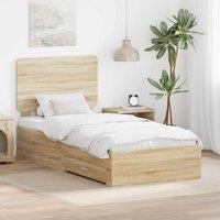 Berkfield Home Bed Frame with Headboard Sonoma Oak 90 x 190 cm Engineered Wood in Brown