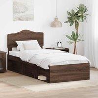Berkfield Home Bed Frame with Headboard Brown Oak 75 x 190 cm Solid Pine Wood