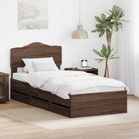 Berkfield Home Bed Frame with Drawer Brown Oak 100 x 200 cm Engineer Wood