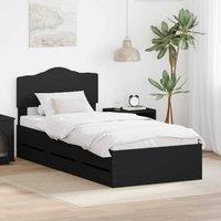 Berkfield Home Bed Frame with Drawer Black 90 x 200 cm Engineer Wood