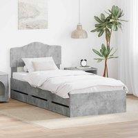 Berkfield Home Bed Frame with Drawer Concrete Grey 90 x 190 cm Engineer Wood